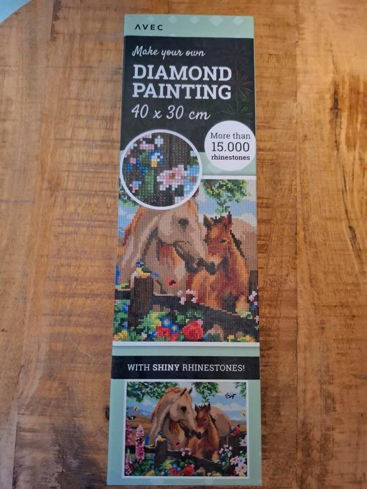 Diamond painting paarden glimmende steentjes 40x30 cm, Hobby en Vrije tijd, Knutselen, Nieuw, Knutselwerk, Ophalen of Verzenden