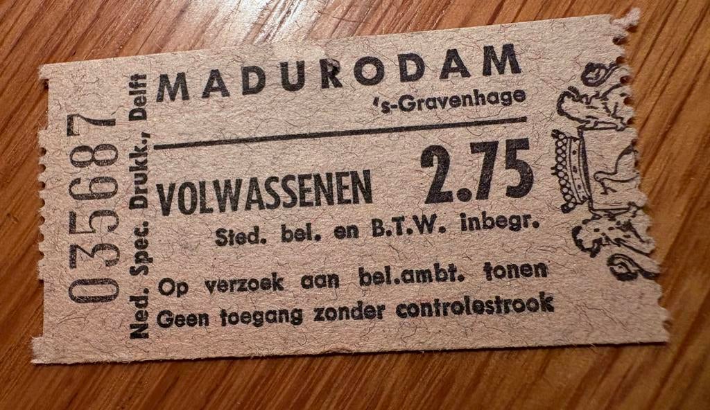 Madurodam Entree Ticket 1971 - Zeldzaam!, Verzamelen, Overige Verzamelen, Gebruikt, Ophalen