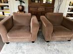 Twee bruine stoffen fauteuils helemaal mooi!, Stof, Ophalen of Verzenden, 75 tot 100 cm, Zo goed als nieuw