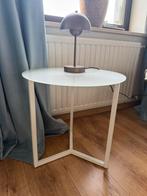 Bijzettafeltje design wit met glazen plaat, Minder dan 55 cm, Rond, Zo goed als nieuw, Ophalen