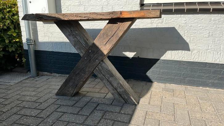 Eiken Sidetable met Kruispoot, Antiek en Kunst, Antiek | Meubels | Tafels, Ophalen