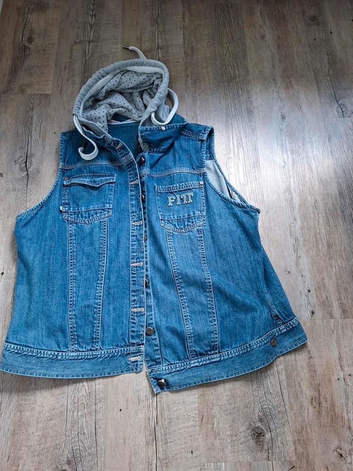 FITT Denim Vest met Capuchon - 5XL, Kleding | Dames, Bodywarmers, Gedragen, Maat 46/48 (XL) of groter, Blauw, Ophalen of Verzenden