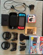 Nintendo switch met accessoires en drie spellen, Ophalen, Met games, Met 2 controllers, Zo goed als nieuw