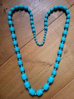 Lange turquoise KETTING met oplopende grootte van kralen, Ophalen of Verzenden, Zo goed als nieuw, Overige kleuren, Overige materialen