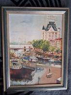 Mooi antiek schilderij oude haven en de kop van Zuid, Ophalen of Verzenden