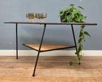 Industriële salontafel metaal hout - vintage retro tafel, Ophalen, Gebruikt, 50 tot 100 cm, 50 tot 75 cm