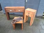 Side tabel teak, Ophalen of Verzenden, Gebruikt, 25 tot 50 cm, Rechthoekig