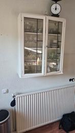 Glazen keukenkast met glas in lood, Ophalen, Glas, 100 tot 150 cm, Vintage