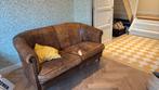 Leren bankje, Huis en Inrichting, Gebruikt, Tweepersoons, Ophalen of Verzenden, Rechte bank