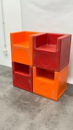 Vintage Stapelbare Kinderstoeltjes - Rood & Oranje, Kinderen en Baby's, Kinderstoelen, Ophalen, Cipax, Gebruikt, Overige typen