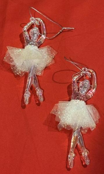 2x kerstbal ballerina kunststof glas met tule beschikbaar voor biedingen