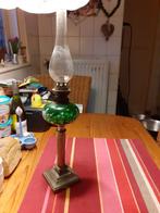 Antieke Opaline Olielamp Handbeschilderd - 60cm, Ophalen of Verzenden