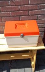 💐VINTAGE NAAIKOFFER ZONDER INLEGBAKJE BEIGE MET ORANJE, Ophalen of Verzenden, Huis en Inrichting