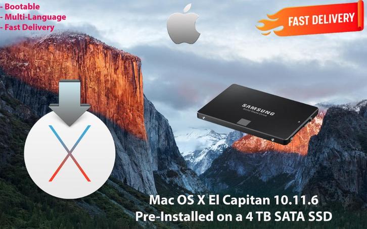 Mac OS X El Capitan 10.11.6 VoorGeïnstalleerde SSD van 4TB, Computers en Software, Besturingssoftware, Nieuw, MacOS, Ophalen of Verzenden
