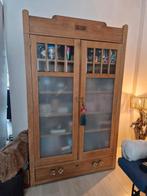 ANTIEK GRENEN LEG KAST, Huis en Inrichting, Kasten | Vitrinekasten, Ophalen, 100 tot 150 cm, Vintage, Zo goed als nieuw