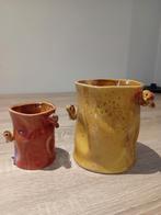 Set van 2 keramieken vaasjes/bloempotjes met vogeltjes, Ophalen of Verzenden