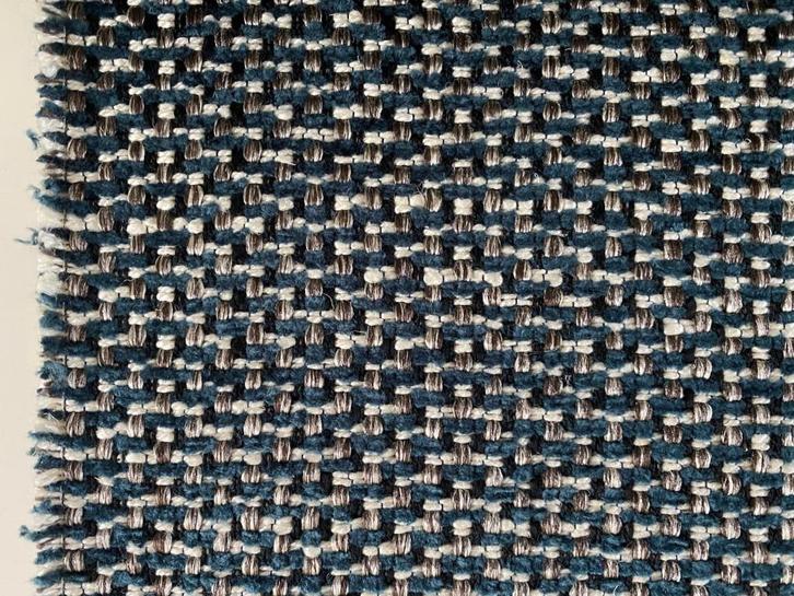 Casamance Flow; petrol+crème+zilver; restant meubelstof, Hobby en Vrije tijd, Stoffen en Lappen, Nieuw, Overige materialen, 30 tot 120 cm