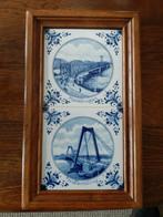 Delfs blauwe tegels van maasbruggen en willemsbrug in lijst, Antiek en Kunst, Ophalen of Verzenden