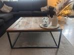 Echt houten salon tafel met stalen frame - Lifestyle, Ophalen, Gebruikt, 50 tot 100 cm, Minder dan 50 cm
