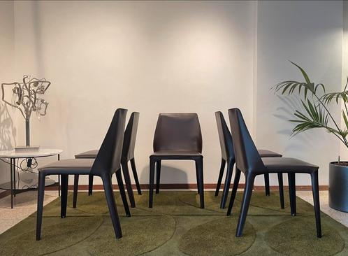 6 Flexform Isabel eetkamerstoelen, Huis en Inrichting, Stoelen, Zo goed als nieuw, Vijf, Zes of meer stoelen, Bruin, Ophalen