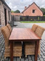 Massief hout eettafel met 4 stoelen, Huis en Inrichting, Complete eetkamers, 4 tot 6 stoelen, Zo goed als nieuw, Ophalen