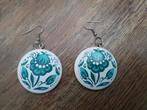 Leuke folklore oorbellen met bloemetjes, Overige materialen, Hangers, Blauw, Nieuw