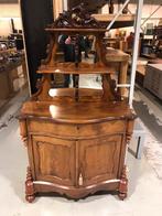 Antiek mahonie kast met spiegel en kuif, Antiek en Kunst, Antiek | Meubels | Kasten, Ophalen of Verzenden