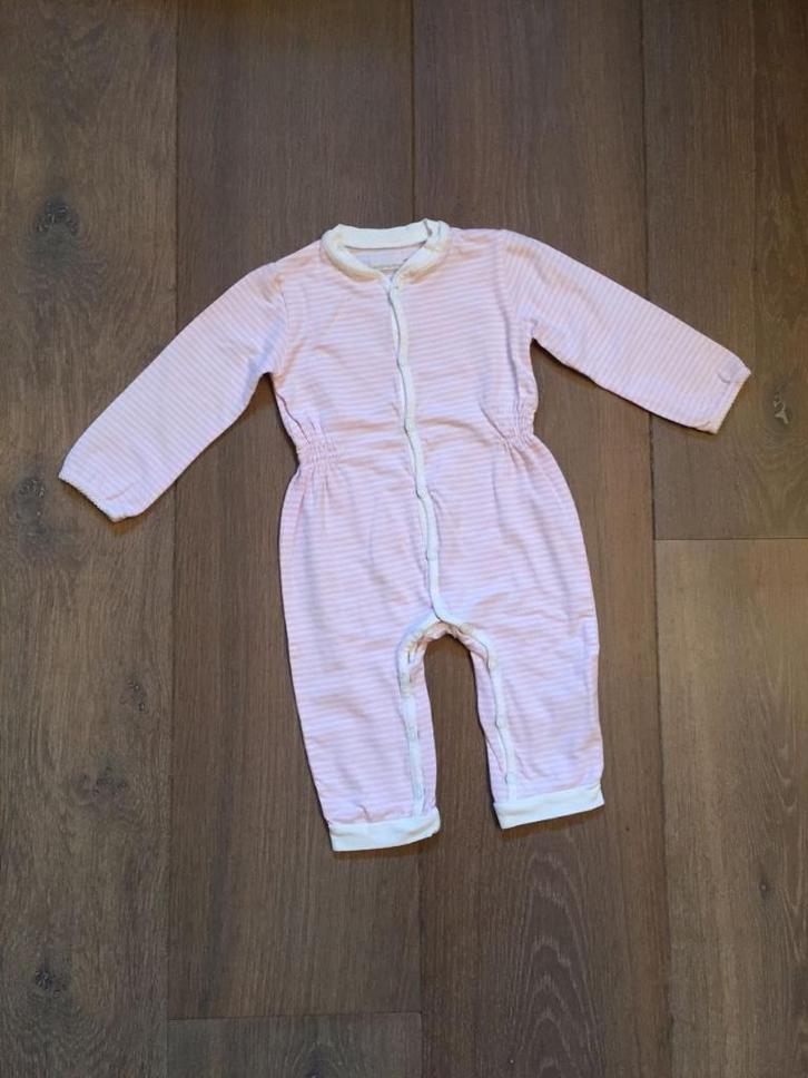IZGS roze-wit gestreept boxpakje/jumpsuit; Ducky Beau; mt 80, Kinderen en Baby's, Babykleding | Maat 80, Zo goed als nieuw, Meisje