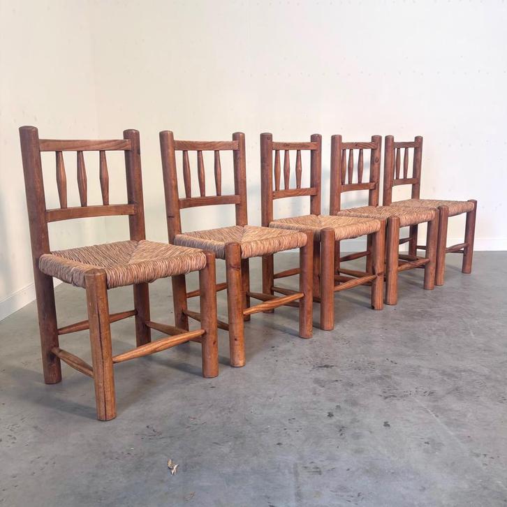 Vintage Belgische eetkamer stoelen jaren 60 70 80 brutalist, Huis en Inrichting, Stoelen, Gebruikt, Vijf, Zes of meer stoelen