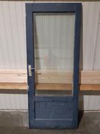 Hardhouten buitendeur met geïsoleerd glas, Ophalen, Gebruikt, 200 tot 215 cm, Glas