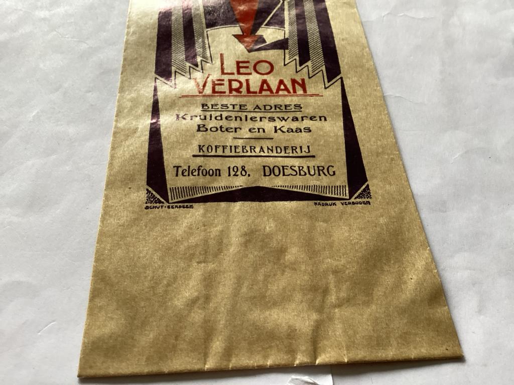 Doesburg Leo Verlaan Kruidenierswaren Verpakking, Ophalen of Verzenden, Gebruikt, Verpakking