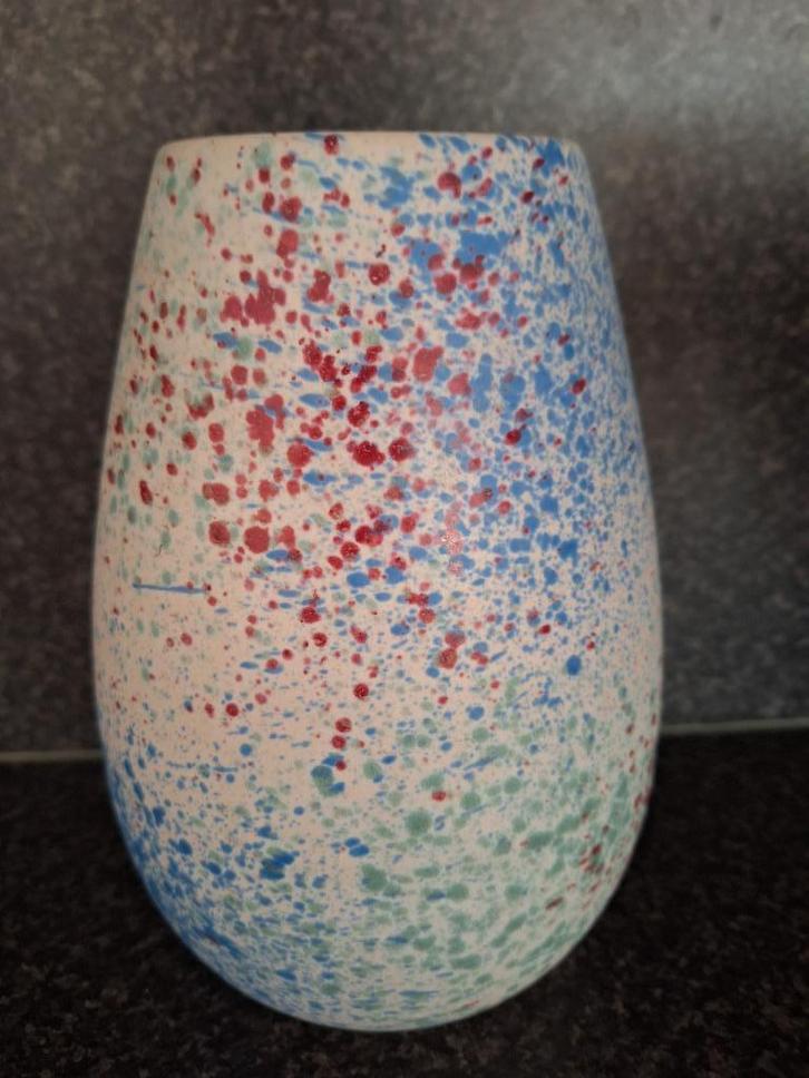 Scheurich vintage gespikkelde aardewerk vaas 20 cm hoog zgan, Huis en Inrichting, Woonaccessoires | Vazen, Zo goed als nieuw, Overige kleuren