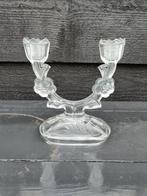 Kristallen twee-armige kandelaar. Hoogte : 20 cm., Ophalen of Verzenden, Kristal