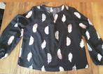 Shirt met afbeeldingen van veren, Maat 38/40 (M), Zwart, Ophalen of Verzenden, Zo goed als nieuw