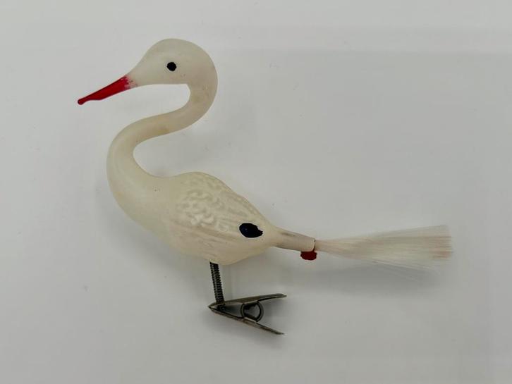 Oude kerstbal ooievaar zwaan vogel, Diversen, Kerst, Gebruikt, Ophalen of Verzenden