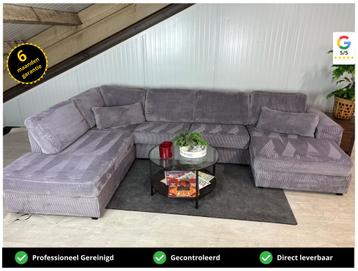 GRATIS LEVERING Ribstof U-bank Grijs 345x220x155 GEREINIGD beschikbaar voor biedingen