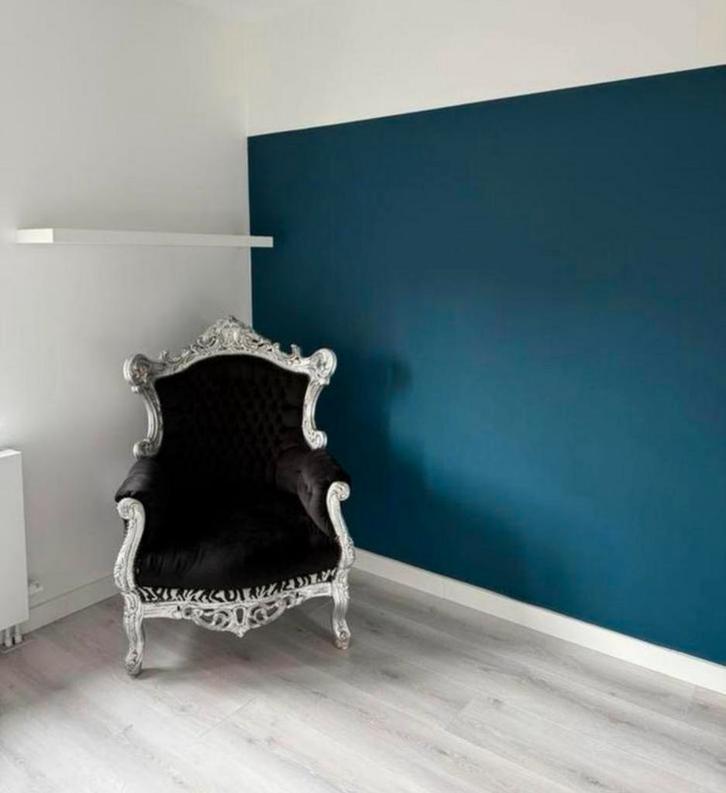 Barok stoel fauteuil zwart zilver KOOPJE!, Huis en Inrichting, Fauteuils, Gebruikt, Stof, 75 tot 100 cm, 125 tot 150 cm, Ophalen