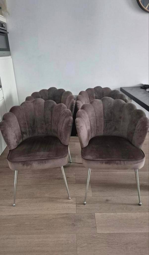 Velvet schelpstoelen, Huis en Inrichting, Stoelen, Zo goed als nieuw, Overige kleuren, Ophalen