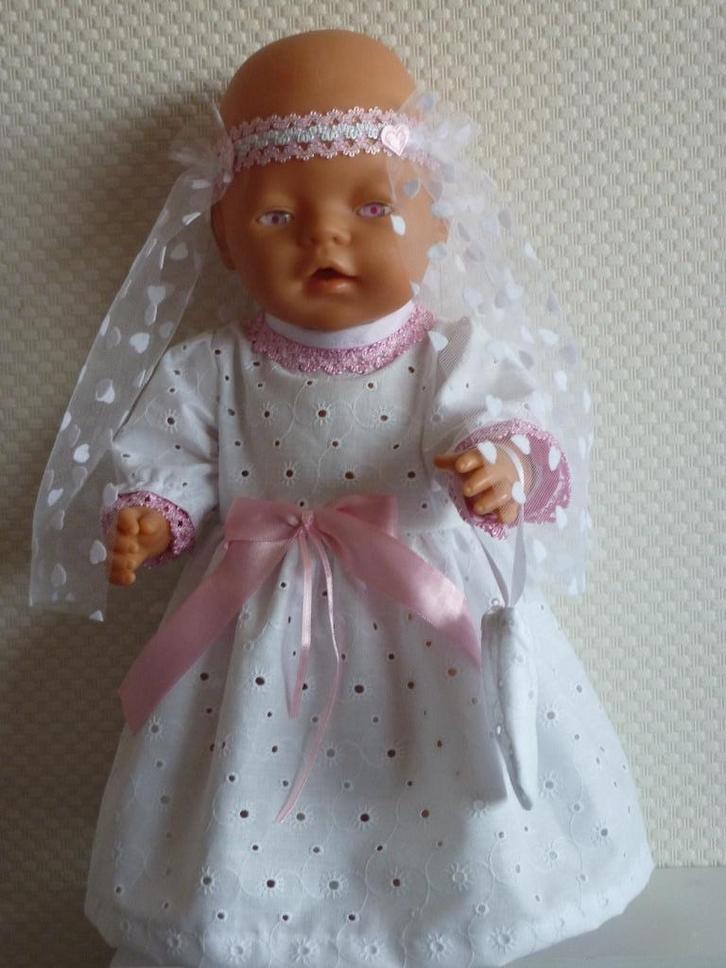 Bruidsjurk/sluier en tasje past de  baby born.Poppenkleertje, Kinderen en Baby's, Speelgoed | Poppen, Nieuw, Babypop, Ophalen of Verzenden
