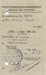 Akkerman, veehouder, Oudeschoot - 1933 - bewijs storting mei, Postzegels en Munten, Aandelen en Waardepapieren, Ophalen of Verzenden