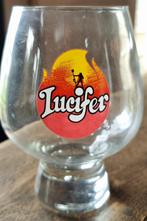 Lucifer bierglas uit de jaren '90 met oude logo - IZGST, Verzamelen, Biermerken, Ophalen of Verzenden, Zo goed als nieuw, Glas of Glazen