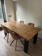 Eettafel sloophouten balken, grenen, 100 jaar oud + stoelen!, Huis en Inrichting, Ophalen, 200 cm of meer, 50 tot 100 cm, Zo goed als nieuw