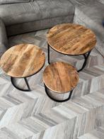Salon Tafel set Mangohout 3 delig, Ophalen, Minder dan 45 cm, Minder dan 55 cm, Rond