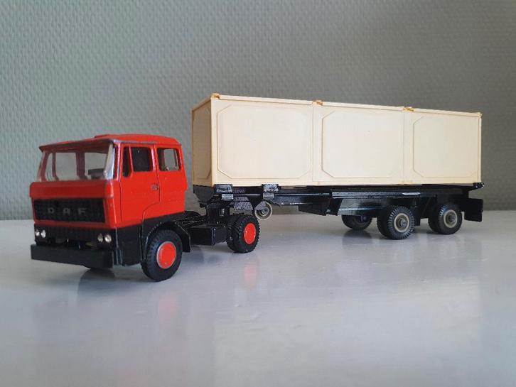 Lion car Daf 2800 1e generatie containerchassis container nm, Hobby en Vrije tijd, Modelauto's | 1:50, Zo goed als nieuw, Bus of Vrachtwagen
