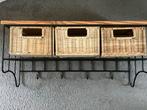 Kapstok met 3 rotan mandjes, Huis en Inrichting, Wandkapstok, Ophalen of Verzenden, Zo goed als nieuw, Minder dan 100 cm