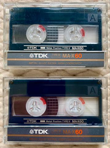 2x TDK MA-X60 type IV METAL cassettebandjes MA-X 60 MAX 60 beschikbaar voor biedingen