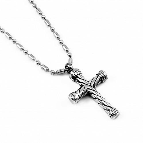 Roestvrij Stalen Ketting + Kruisvormige Ashanger - RVS, Sieraden, Tassen en Uiterlijk, Kettingen, Nieuw, Overige materialen, Zilver