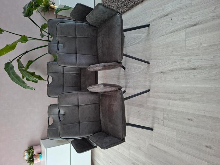 5 industriële antraciet eetkamerstoelen zo gied als nieuwe., Huis en Inrichting, Stoelen, Zo goed als nieuw, Vier, Grijs, Ophalen