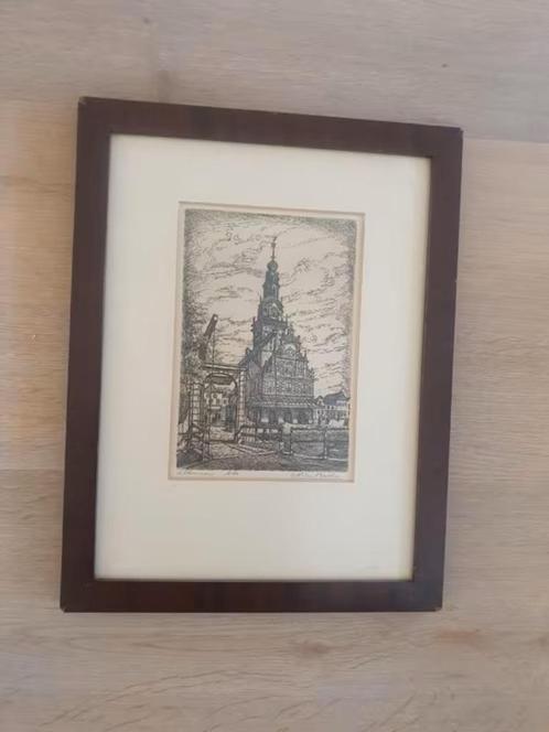 Ets de Waag Alkmaar Wim Beeke, Antiek en Kunst, Kunst | Etsen en Gravures, Ophalen