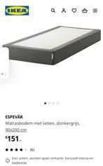 Ikea matrasbodem Espevär 90x200 met latten + matras, grijs, Huis en Inrichting, 90 cm, Gebruikt, Eenpersoons, Ophalen